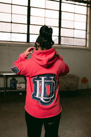 ACID WASH LOGO HOODIE RED