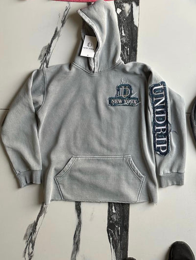 ACID WASH LOGO HOODIE GREY