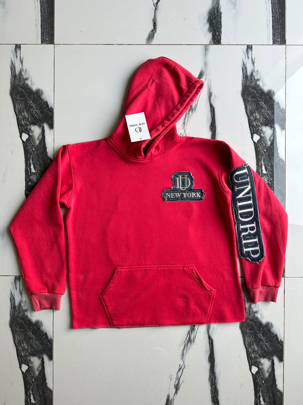 ACID WASH LOGO HOODIE RED