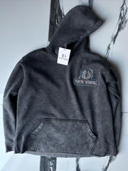 ACID WASH LOGO HOODIE BLACK