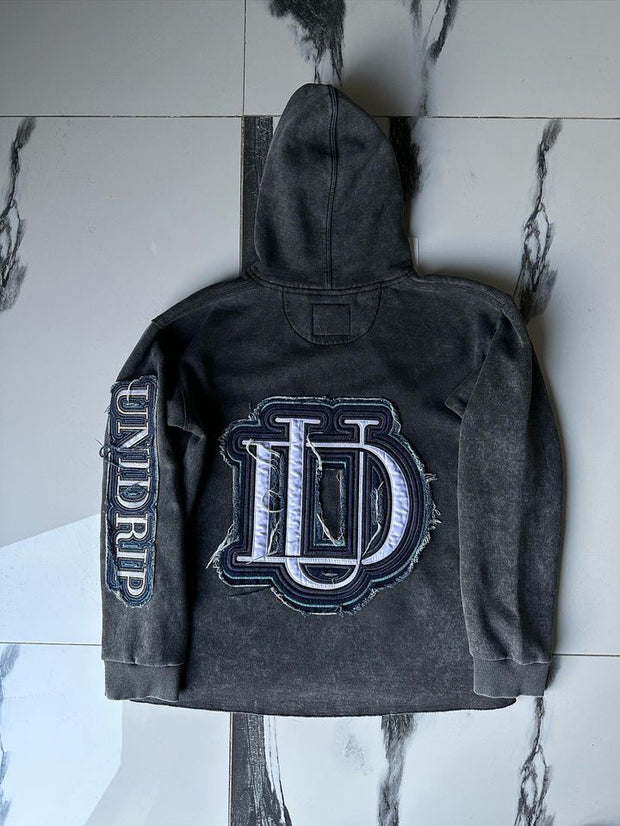 ACID WASH LOGO HOODIE BLACK