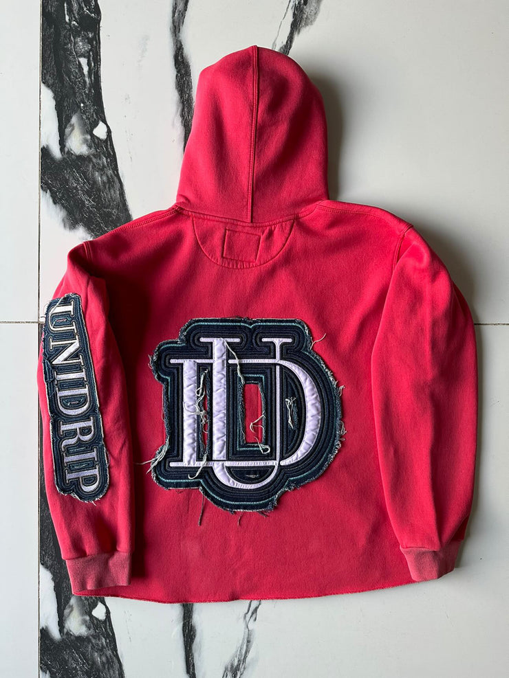 ACID WASH LOGO HOODIE RED